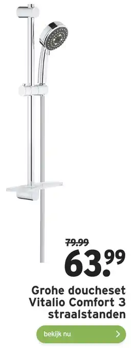 GAMMA Grohe doucheset Vitalio Comfort 3 straalstanden aanbieding