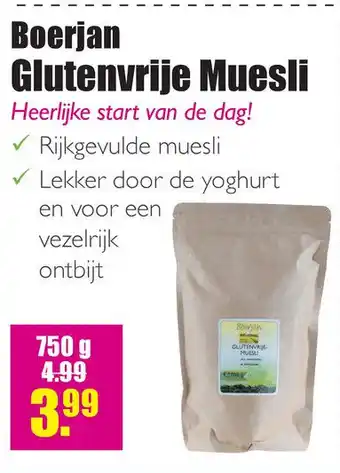 Gezond & Wel Boerjan Glutenvrije Muesli aanbieding