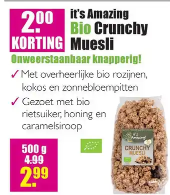 Gezond & Wel it's Amazing Bio Crunchy Muesli aanbieding