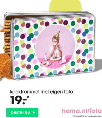 HEMA koektrommel met eigen foto aanbieding