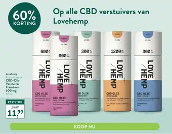 Holland & Barrett Op alle CBD verstuivers van Lovehemp aanbieding