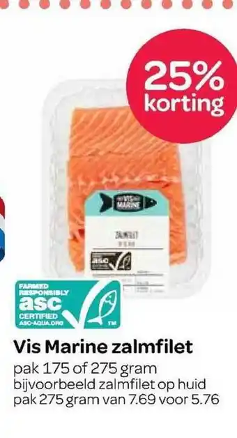 Spar Vis marine zalmfilet 25% Korting 175 of 275 gram aanbieding