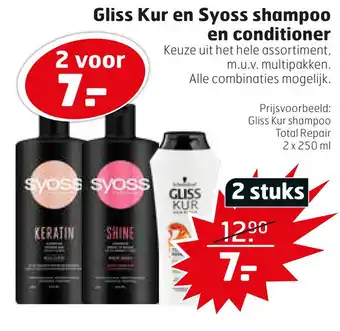 Trekpleister Gliss Kur en Syoss shampo0 en conditioner aanbieding