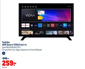 Makro Toshiba UHD Smart VIDAA led-tv aanbieding