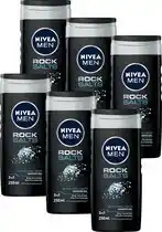 Bol.com NIVEA MEN Rock Salts Shower Gel - Douchegel - 3-in-1 formule - Voor dagelijks gebruik - Voordeelverpakking van 6 x 250 ml aanbieding