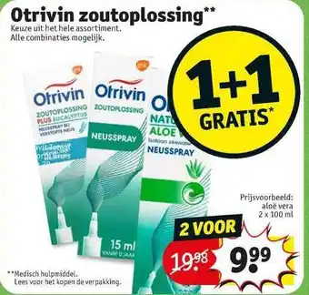 Kruidvat Otrivin Zoutoplossing 1+1 Gratis 100ml aanbieding