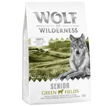 Zooplus Speciale prijs: 2 x 1 kg Wolf of Wilderness Graanvrij Droogvoer voor Honden - Senior Green Fields aanbieding