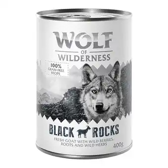 Zooplus Wolf of Wilderness Hondenvoer 6 x 400 g - Black Rocks - Geit aanbieding