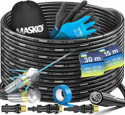 Amazon MASKO Premium pijpslangset rioolreiniger 30m, 200 bar incl. tas 3 adapters 2 mondstukken + rotatie compatibel met Kärcher k2- aanbieding