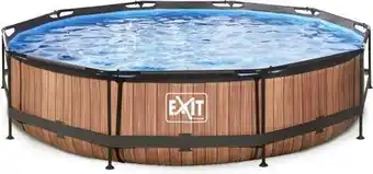 Bol.com EXIT Wood zwembad ø360x76cm met filterpomp - bruin aanbieding
