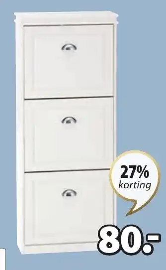 Jysk Jerup schoenenkast B53 x H126 x D24 cm aanbieding