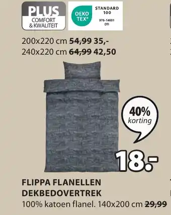 Jysk FLIPPA FLANELLEN DEKBEDOVERTREK aanbieding