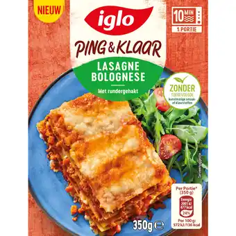 Dekamarkt Iglo Ping en klaar lasagne bolognese aanbieding