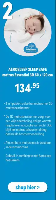 Baby & Tiener Aerosleep sleep safe matras essential 3D 60 X 120 Cm aanbieding