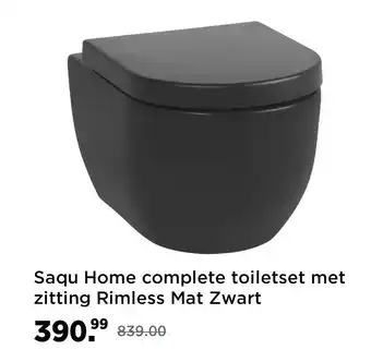 Saniweb Saqu Home complete toiletset met zitting Rimless Mat Zwart aanbieding