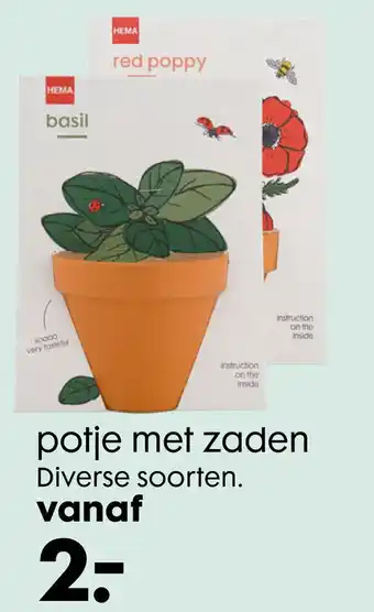 HEMA Potje met zaden aanbieding