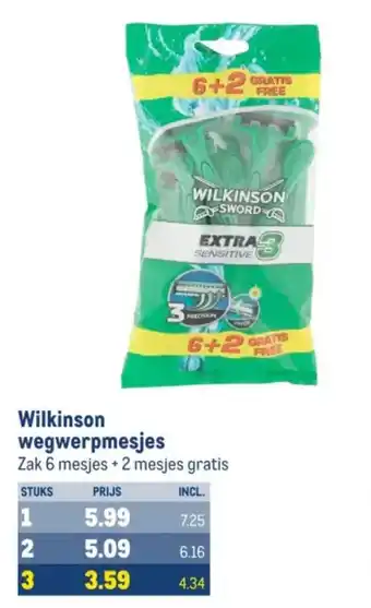 Makro Wilkinson wegwerpmesjes aanbieding