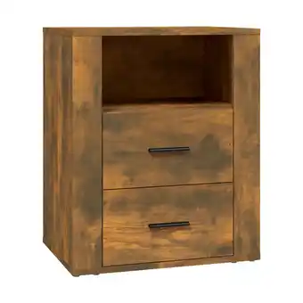 Spartoo Nachtkastjes Maison D'home Nachtkastje 50x36x60 cm bewerkt hout gerookt eikenkleurig aanbieding