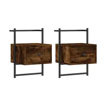 Spartoo Nachtkastjes Maison D'home Nachtkastjes 2 st wandgemonteerd 35x30x51 cm hout gerookt aanbieding