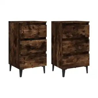 Spartoo Nachtkastjes Maison D'home Nachtkastjes 2 st met metalen poten 40x35x69 cm gerookt eiken aanbieding