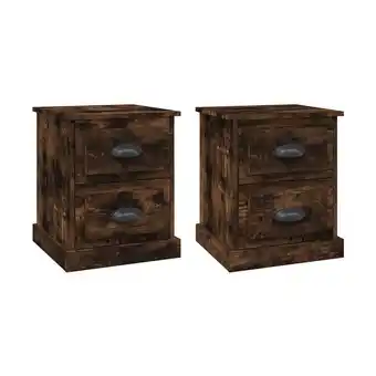 Spartoo Nachtkastjes Maison D'home Nachtkastjes 2 st 39x39x47,5 cm bewerkt hout gerookt aanbieding