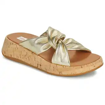 Spartoo Slippers FitFlop F-Mode Leather-Twist Flatform Slides (Cork Wrap) aanbieding