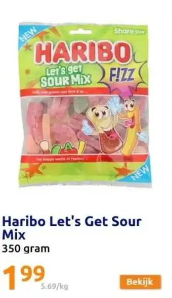 Action Haribo Let's Get Sour Mix 350 gram aanbieding