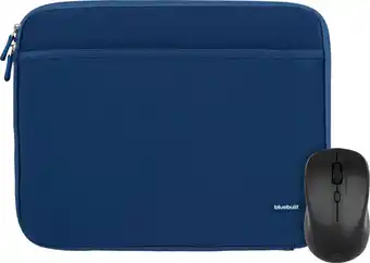 Coolblue BlueBuilt Laptophoes breedte 31 cm 13 inch M Blauw + Nexum Draadloze muis aanbieding