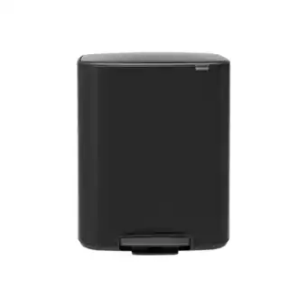 Amazon Brabantia Bo Prullenbak, Kunststof Binnenemmer, Matt Black, 1 binnenemmer (60L) aanbieding