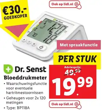 Lidl Dr. Senst Bloeddrukmeter aanbieding