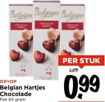 Vomar Voordeelmarkt Belgian Hartjes Chocolade 65 gram aanbieding