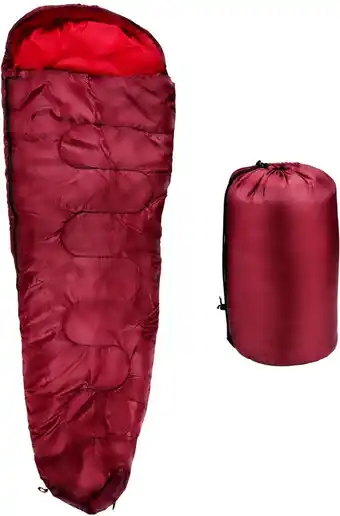 Bol.com Camp Active Mummy Slaapzak - Zomerslaapzak voor 5°C tot 10°C - 210 x 80 cm - Rood aanbieding