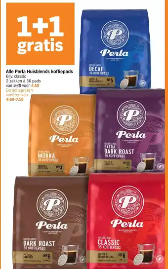 Albert Heijn Alle Perla Huisblends koffiepads aanbieding