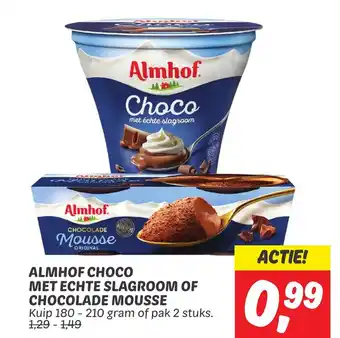 Dekamarkt ALMHOF CHOCO MET ECHTE SLAGROOM OF CHOCOLADE MOUSSE aanbieding