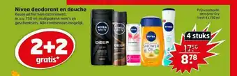 Trekpleister Nivea deodorant en douche 2+2 gratis aanbieding