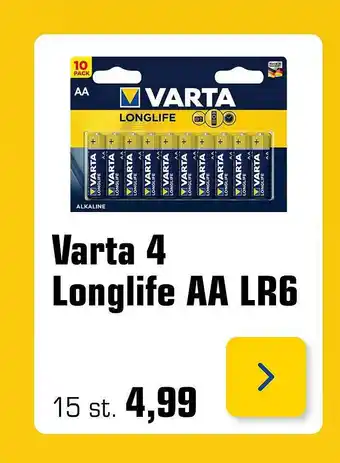 Primera Varta 4 longlife AA lr6 aanbieding