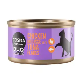 Zooplus 6x70g Kippenmousse met stukjes Tonijn DUO Layer Cosma Kattenvoer aanbieding