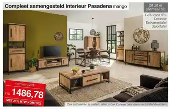 Woonsquare Compleet samengesteld interieur pasadena mango tv-audio-hifi-dressoir, eetkamertafel, salontafel aanbieding