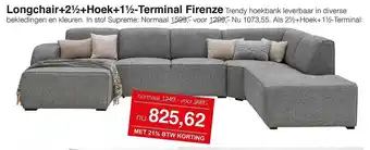 Woonsquare Longchair+2½+hoek1½-terminal firenze trendy hoekbank aanbieding