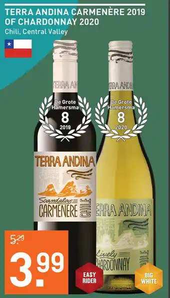 Gall & Gall Terra andina carmenere 2019 of chardonnay 2020 aanbieding