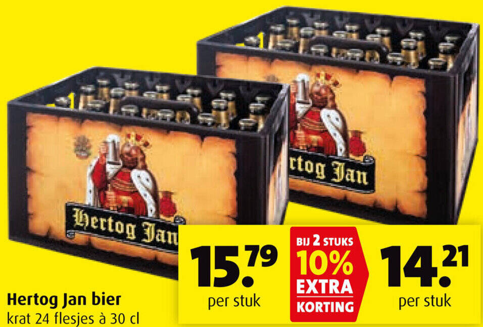 Hertog Jan bier krat 24 flesjes à 30 cl aanbieding bij Boni