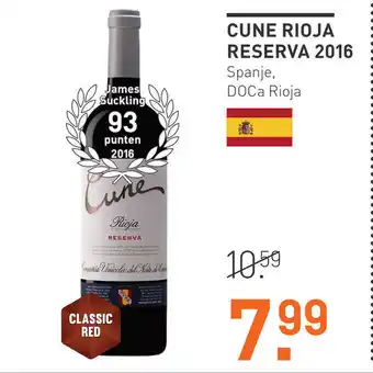 Gall & Gall Cune rioja reserva 2016 aanbieding