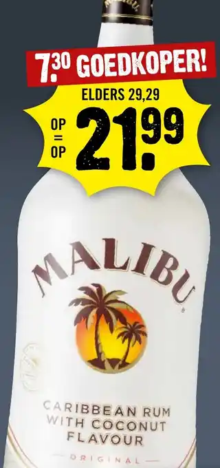 Dirck 3 MALIBU CARIBBEAN RUM WITH COCONUT FLAVOUR 1.5L aanbieding