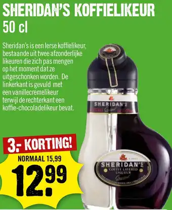 Dirck 3 SHERIDAN'S KOFFIELIKEUR 50 cl aanbieding