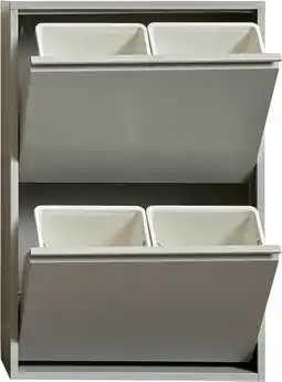 Bol.com VEEHAUS – Clark - Prullenbak 4 vakken – Afvalemmer 60 Liter (4x 15L) – Grijs - 4-vaks Prullenbak Afvalscheiding Hygiënisch Re aanbieding
