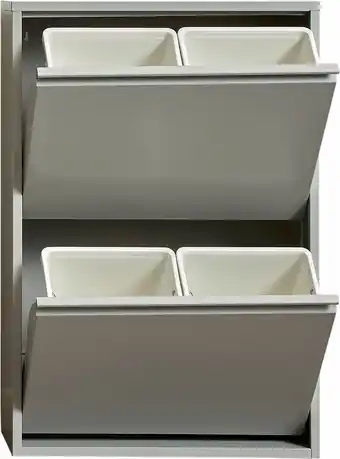 Bol.com VEEHAUS – Clark - Prullenbak 4 vakken – Afvalemmer 60 Liter (4x 15L) – Grijs - 4-vaks Prullenbak Afvalscheiding Hygiënisch Re aanbieding