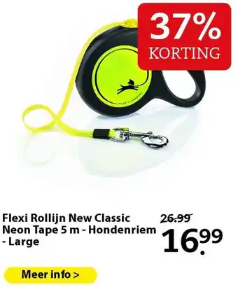 Boerenbond Flexi Rollijn New Classic Neon Tape 5 m - Hondenriem - Large aanbieding