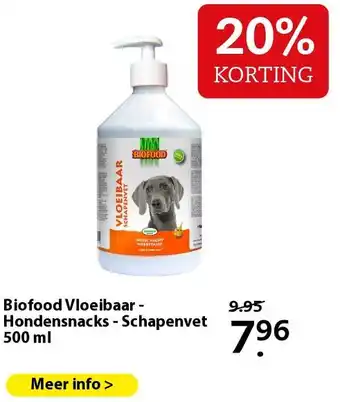 Boerenbond Biofood Vloeibaar - Hondensnacks - Schapenvet 500 ml aanbieding