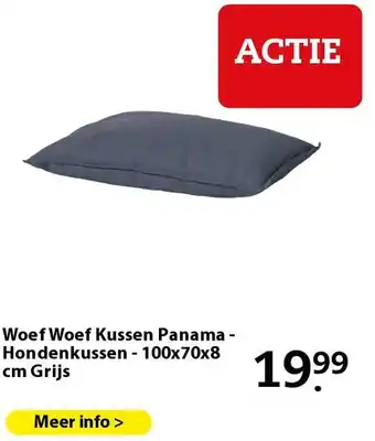 Boerenbond Woef Woef Kussen Panama - Hondenkussen - 100x70x8 cm Grijs aanbieding