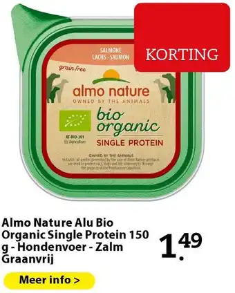 Boerenbond Almo Nature Alu Bio Organic Single Protein 150 g - Hondenvoer - Zalm Graanvrij aanbieding